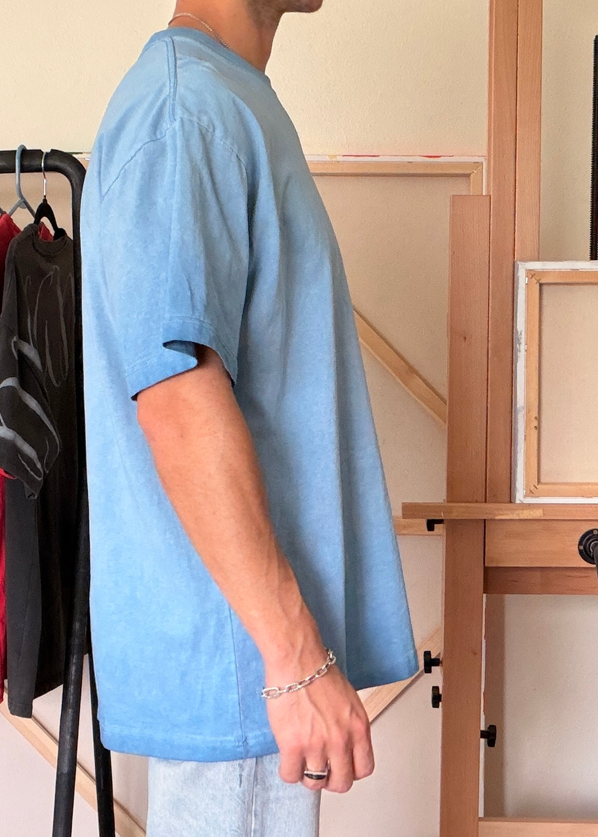 VVANIAN Logo — Blue Haze Oil Wash Oversized Tee