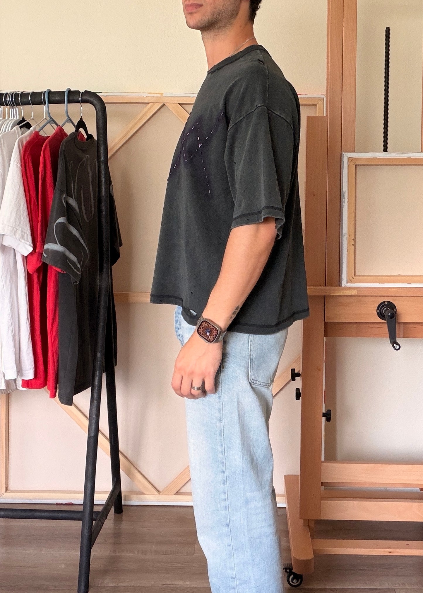 VVANIAN Logo — Vintage Black Drop Crop Tee