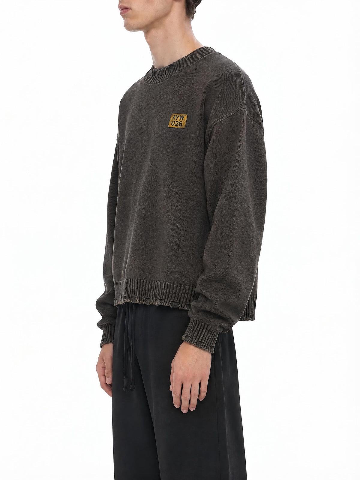 Vintage Washed Hand-Frayed Car Graphic Sweater