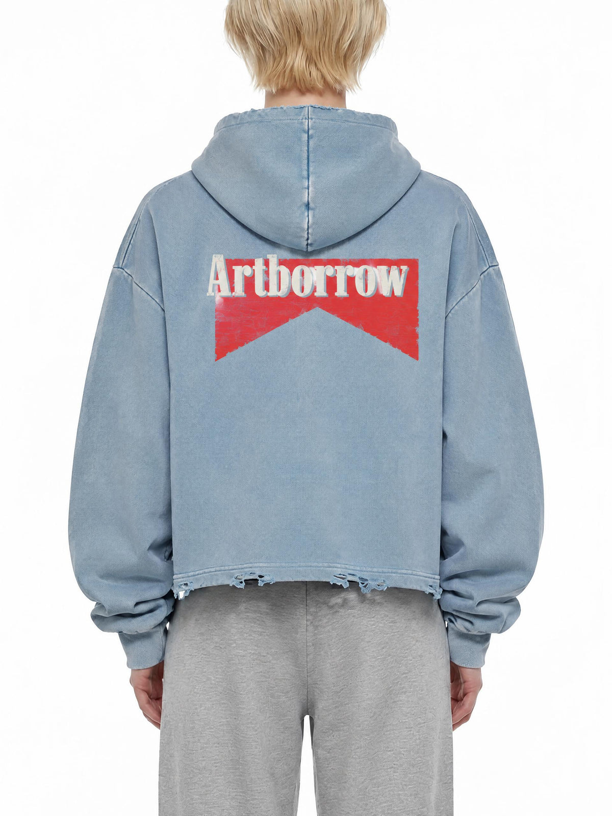 Artborrow Unisex Vintage Washed Frayed-Hem Hoodie