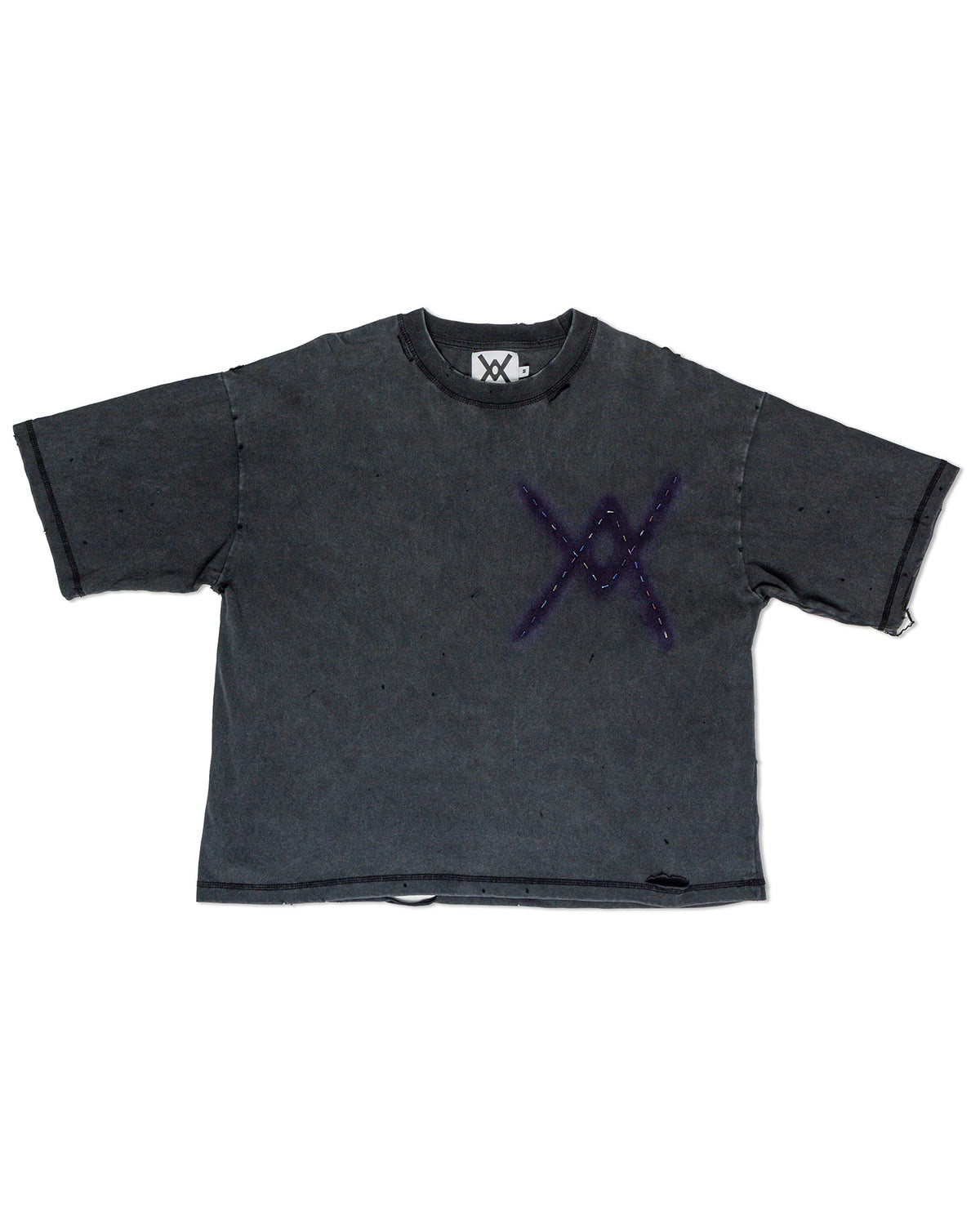 VV Beaded Logo — Vintage Black Drop Crop Tee