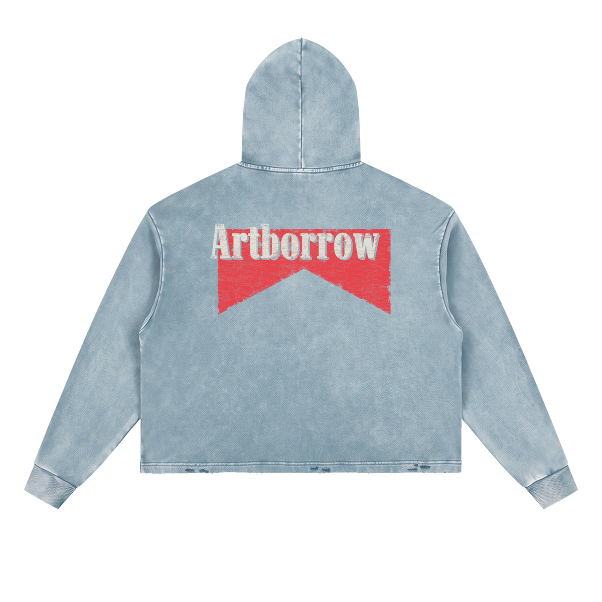 Artborrow Unisex Vintage Washed Frayed-Hem Hoodie