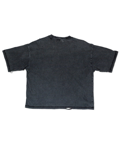VV Beaded Logo — Vintage Black Drop Crop Tee