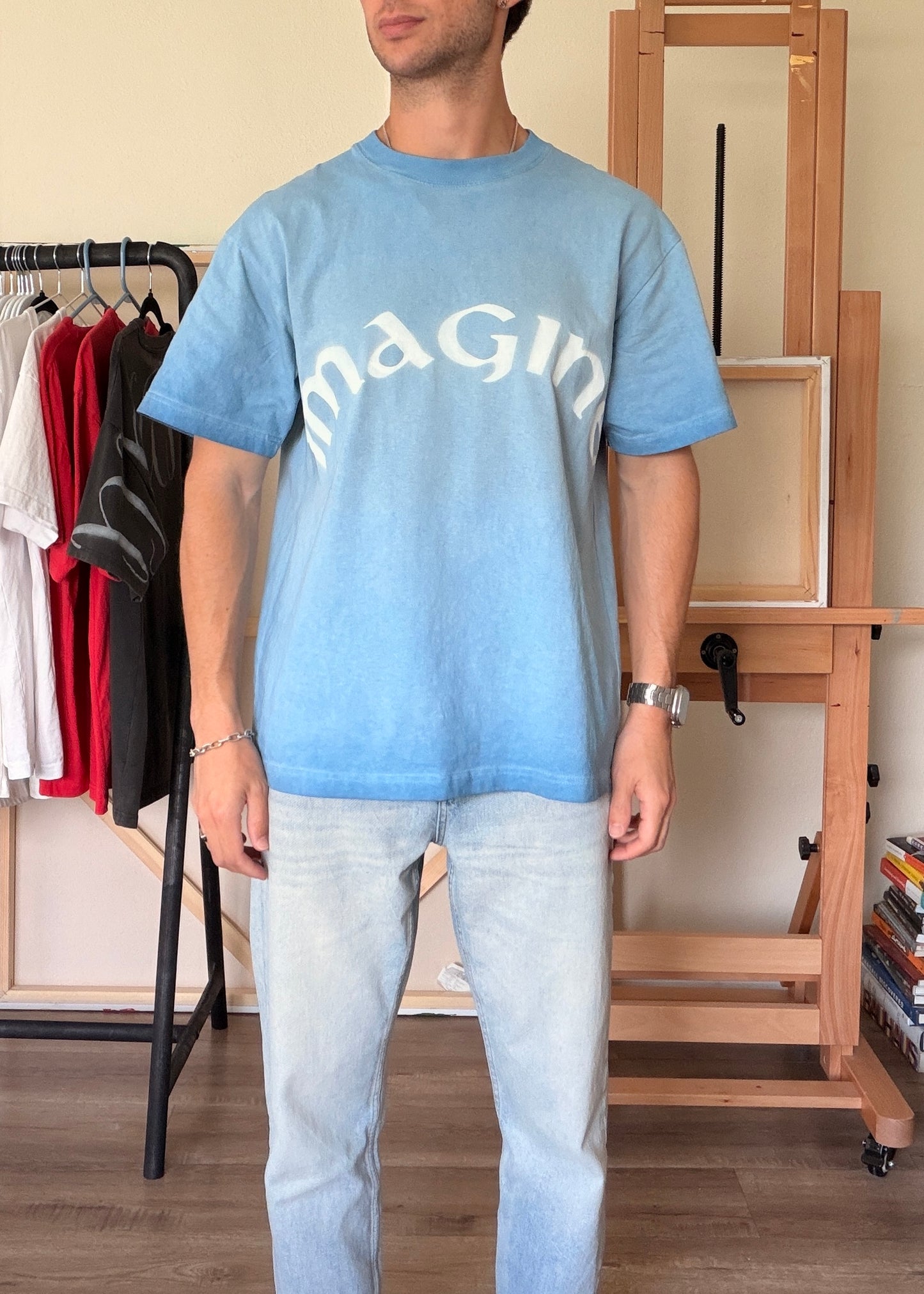 Imagine — Blue Haze Oil Wash Oversized Tee