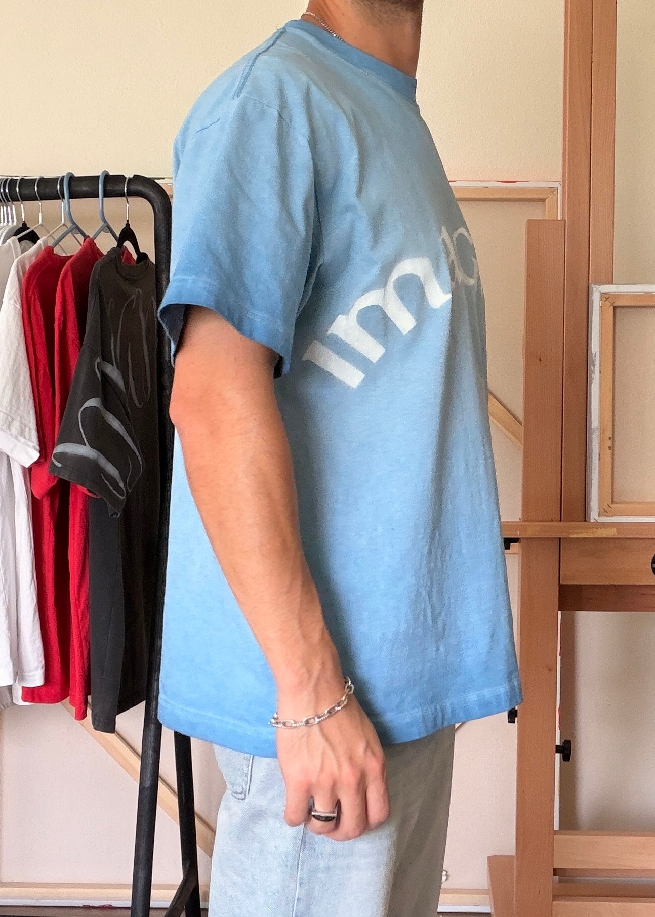 Imagine — Blue Haze Oil Wash Oversized Tee
