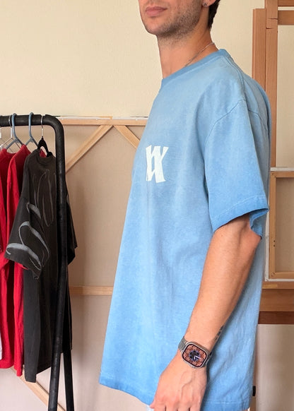 VVANIAN Logo — Blue Haze Oil Wash Oversized Tee
