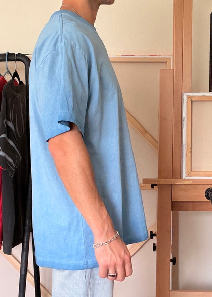 VVANIAN Logo — Blue Haze Oil Wash Oversized Tee