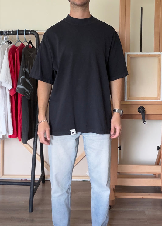 Run Free — Black Oversized Mock Neck Tee