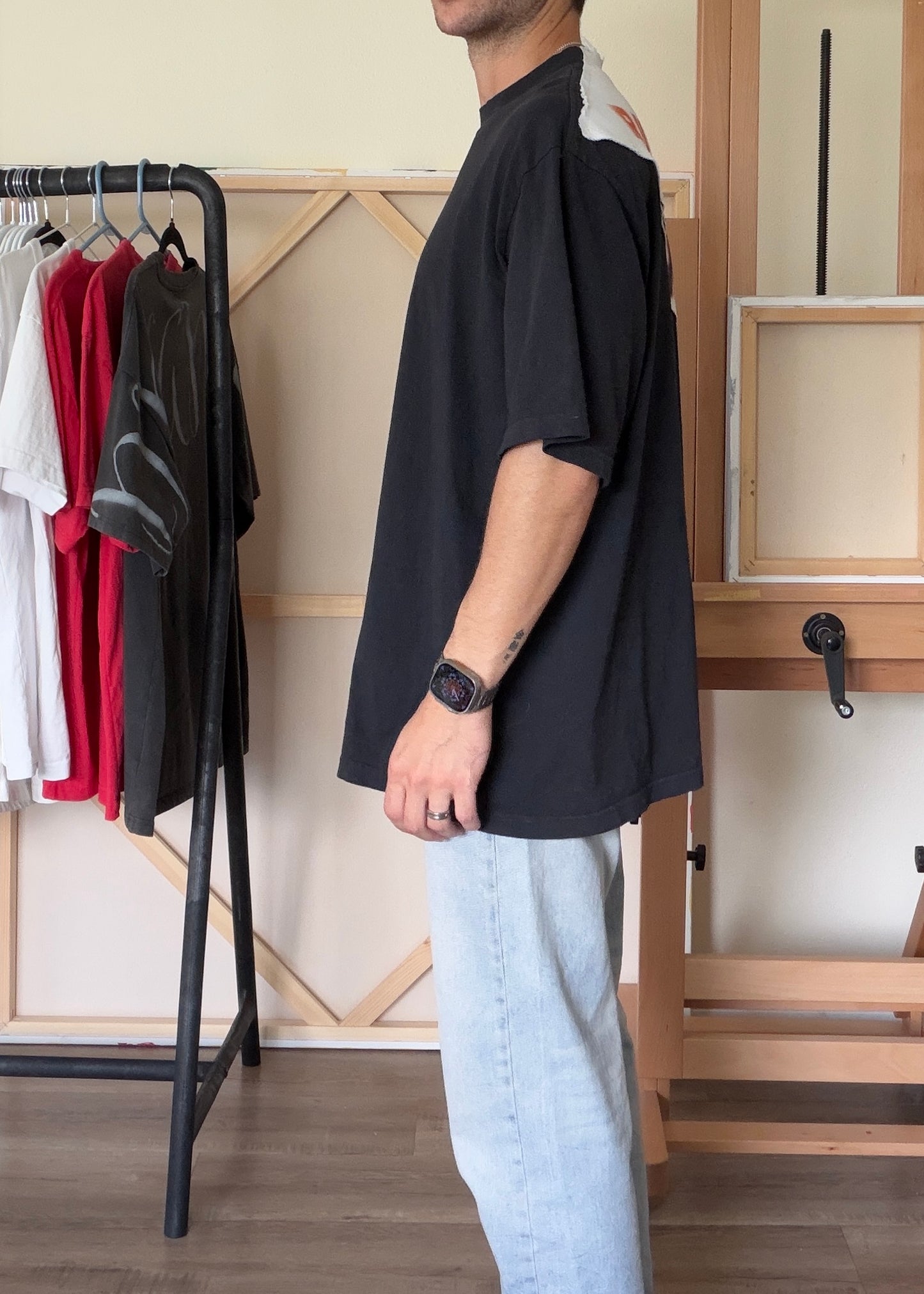 Run Free — Black Oversized Mock Neck Tee