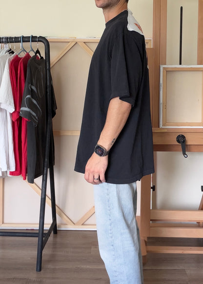 Run Free — Black Oversized Mock Neck Tee