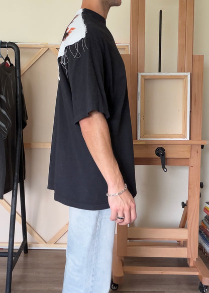Run Free — Black Oversized Mock Neck Tee