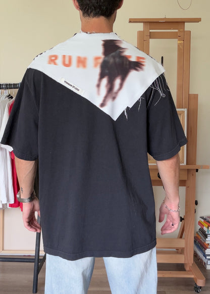 Run Free — Black Oversized Mock Neck Tee