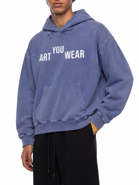 Art You Wear Unisex Mineral Wash Distressed Hoodie