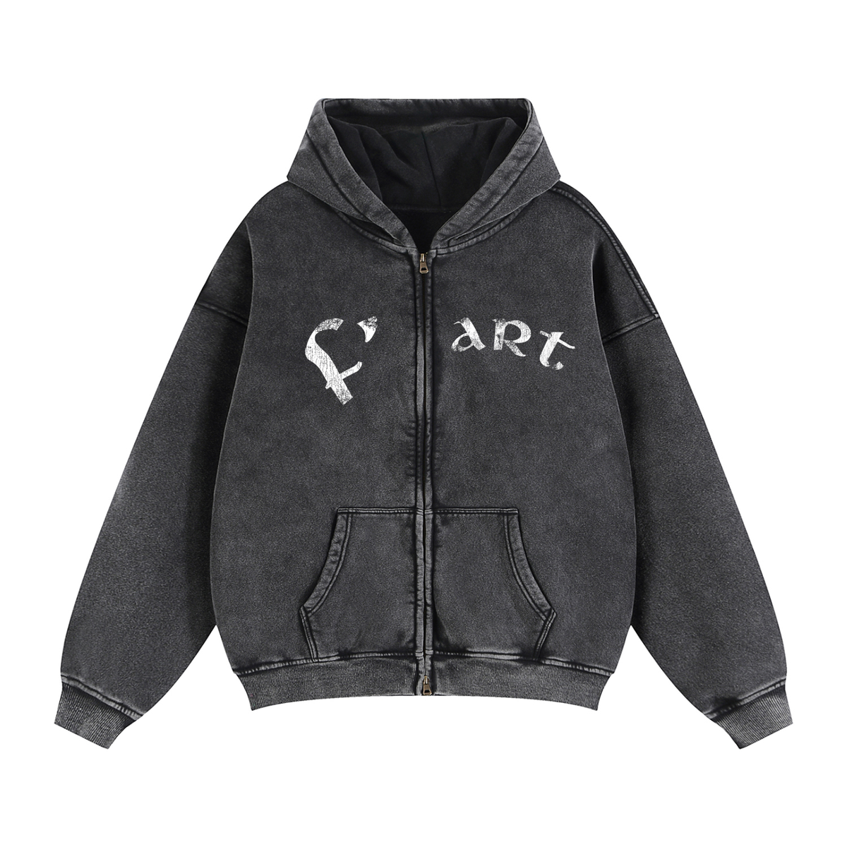 F'ART Zip-Through Boxy Fleece Hoodie