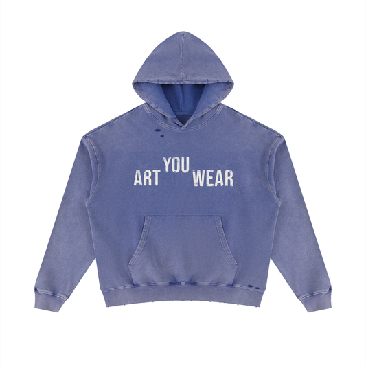 Art You Wear Unisex Mineral Wash Distressed Hoodie