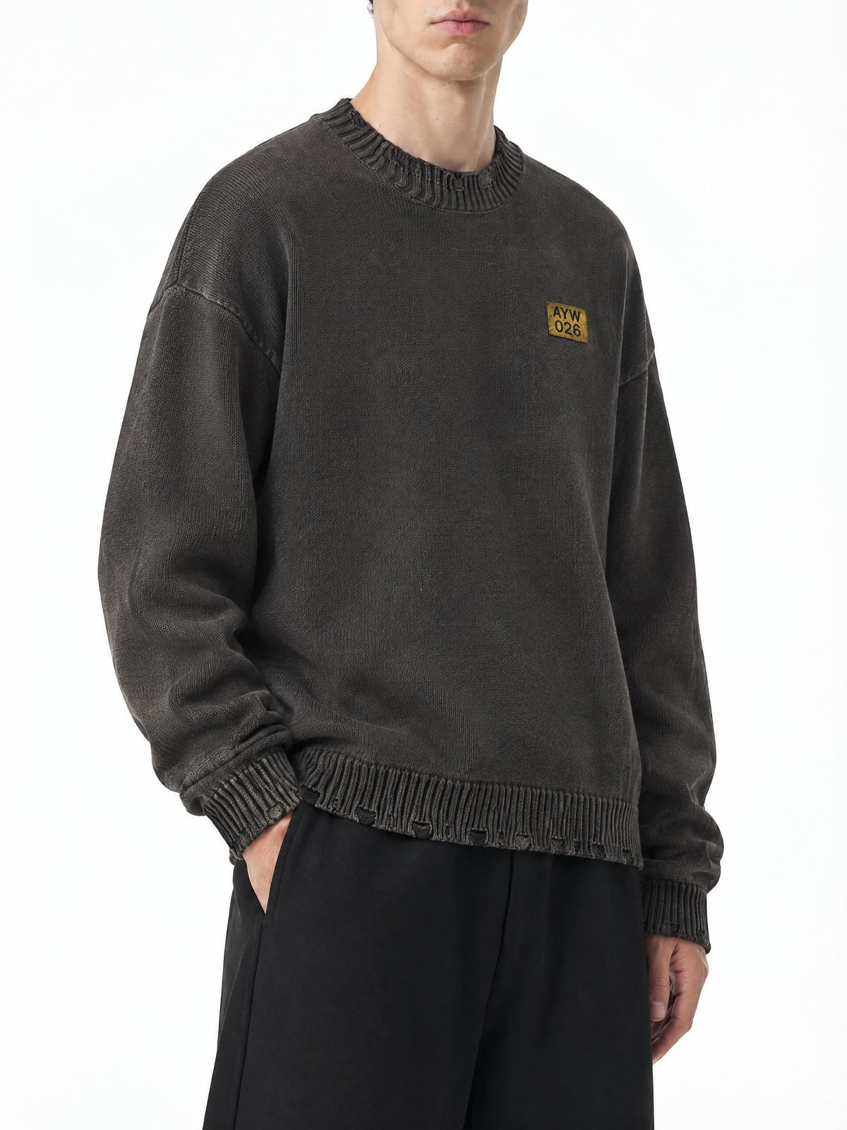 Vintage Washed Hand-Frayed Car Graphic Sweater