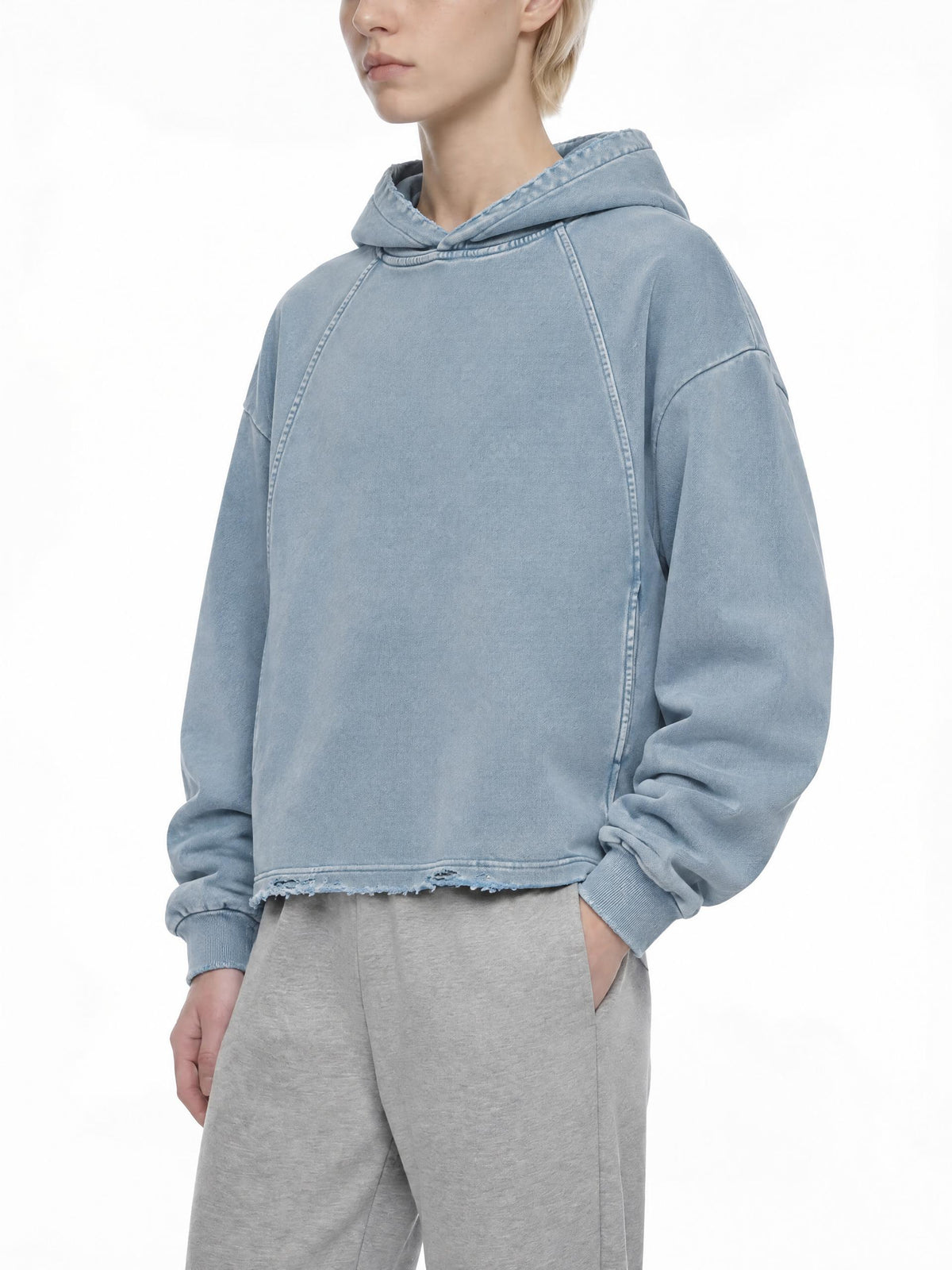 Artborrow Unisex Vintage Washed Frayed-Hem Hoodie