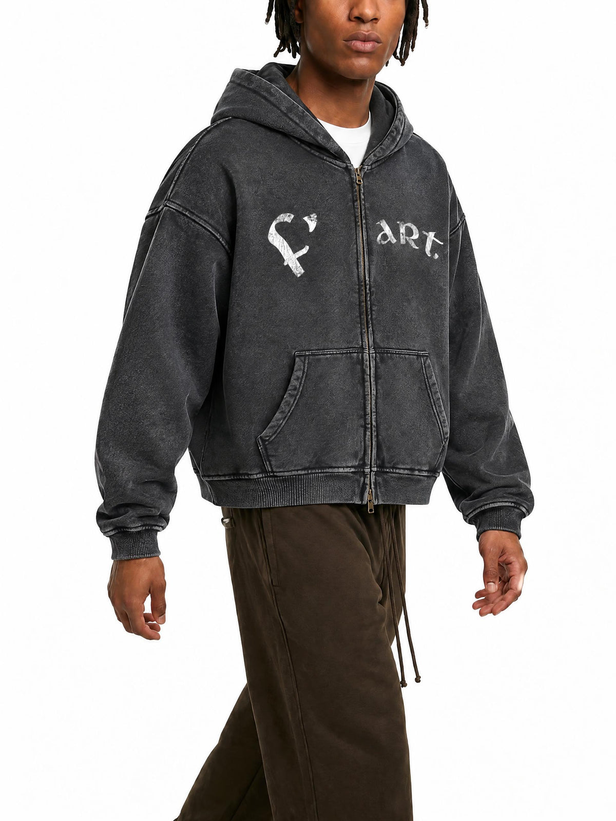 F'ART Zip-Through Boxy Fleece Hoodie