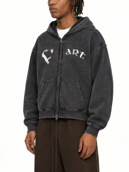 F'ART Zip-Through Boxy Fleece Hoodie