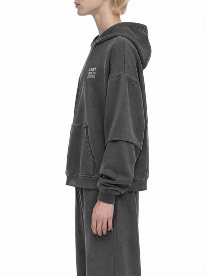 L’ART que tu Portes Snow Washed Raw Edge Double Layered Hoodie